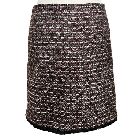 NWT LOFT Black White Red & Silver Metallic Tweed Mini‎ Skirt - Petite Size 0P - Picture 1 of 8